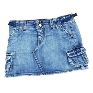 Y2k Nori Denim Micro Mini Skirt Size 1 Jean Pockets‎ Rock 2000s Paris Hilton